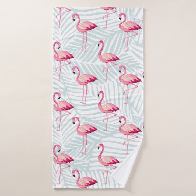 Flamingo rosa y hojas de palma - Cuidada (Toalla de baño)