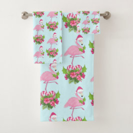Flamingo rosado en Santa Hat con Candy Cane Bouque