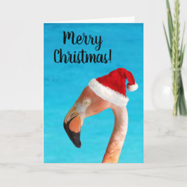 Flamingo rosado en tarjeta de Navidades de Santa h