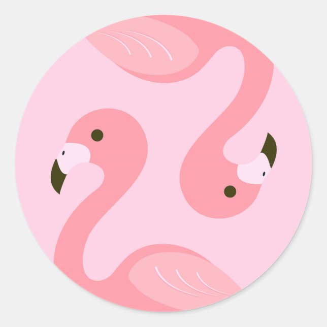 Flamingo Round Pegatina (Anverso)