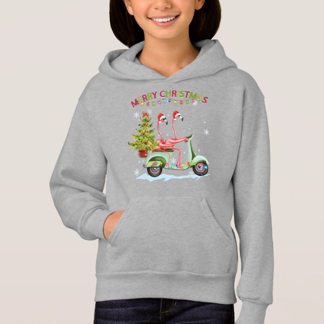 Flamingo Santa Hat Xmas Light Motobike Navidades (Anverso)