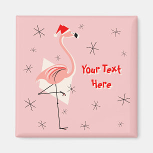 Flamingo Santa Pink Cuadro de imanes de texto