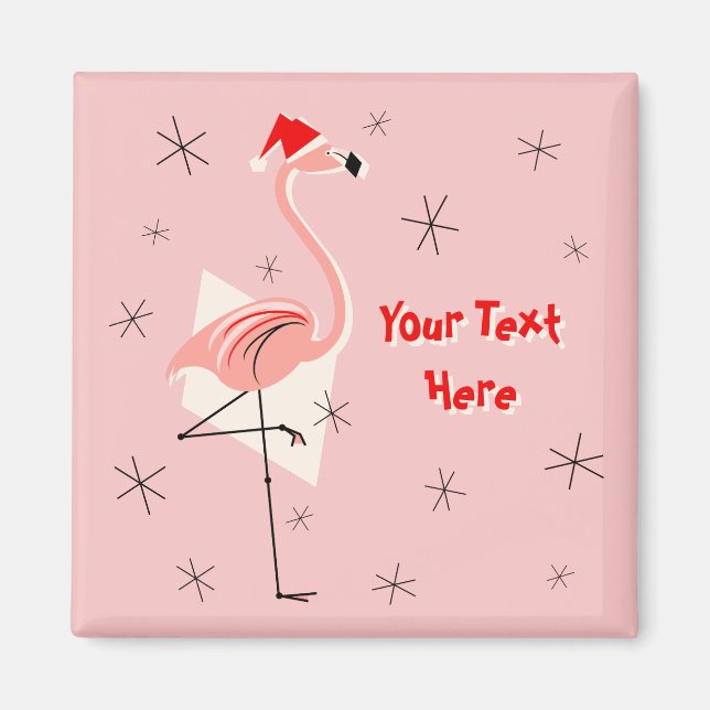 Flamingo Santa Pink Cuadro de imanes de texto (Frente)
