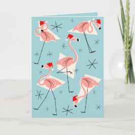 Flamingo Santas Blue Merry Navidad azul