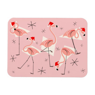 Flamingo Santas Imán rosa flexible