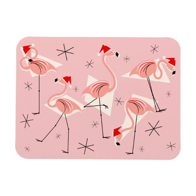 Flamingo Santas Imán rosa flexible (Horizontal)