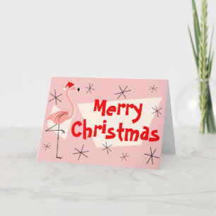 Flamingo Santas Pink Merry frente a Navidad