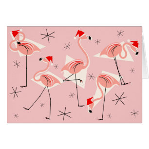 Flamingo Santas Pink Merry Navidad horizontal