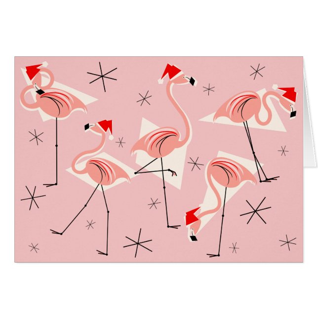 Flamingo Santas Pink Merry Navidad horizontal (Anverso (Horizontal))