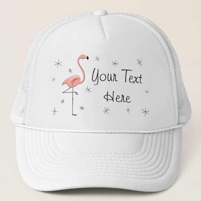 Flamingo Sombrero de camionero de "texto" rosa (Anverso)