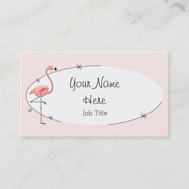 Flamingo Tarjeta de presentación ovalada rosa (Anverso)