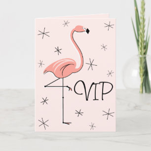 Flamingo tarjeta de saludo VIP rosa vertical