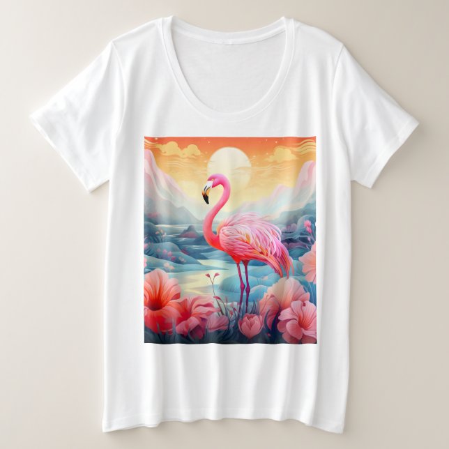 Flamingo tropical con flores (Anverso del diseño)