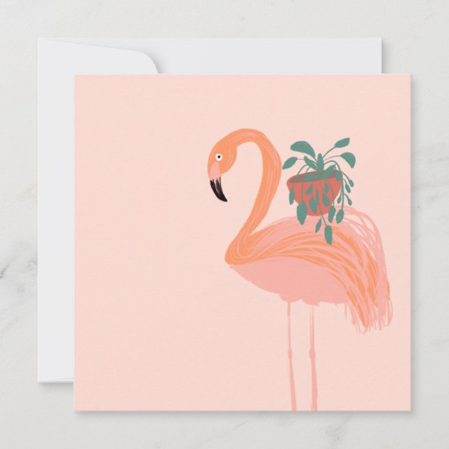 Flamingo tropical con mano de planta putrefacta di (Anverso)