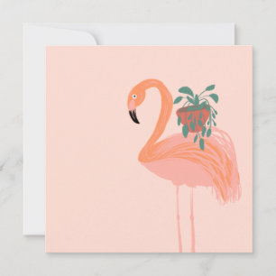 Flamingo tropical con mano de planta putrefacta di