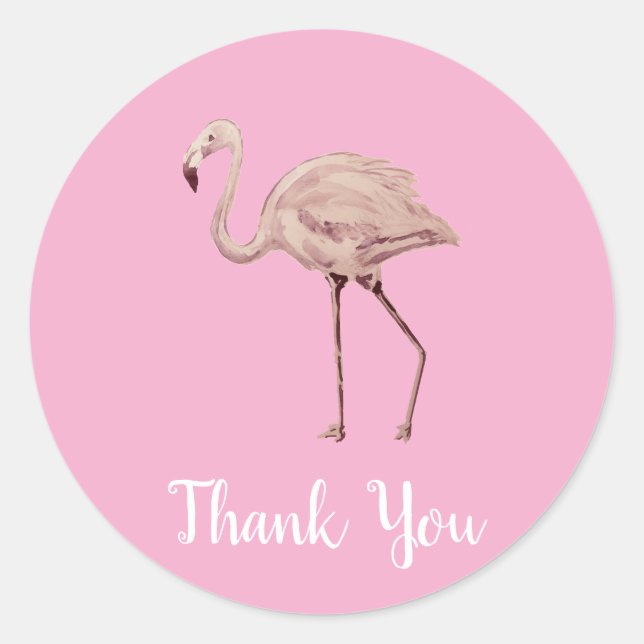 Flamingo Tropical Gracias Pegatinas Fiestas (Anverso)
