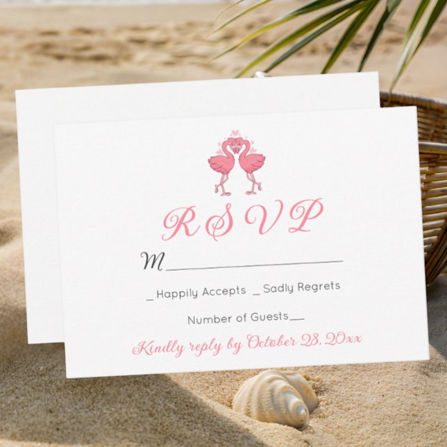 Flamingo Tropical Hawaiian Luau Beach Wedding RSVP (Subido por el creador)