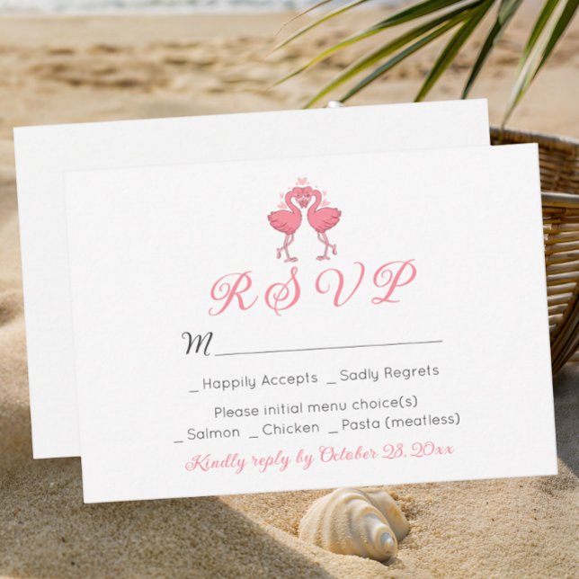 Flamingo Tropical Hawaiian Luau Beach Wedding RSVP (Subido por el creador)
