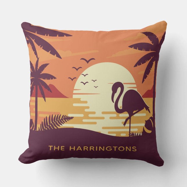 Flamingo tropical nombre personalizado almohadas d (Anverso)