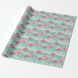 Flamingo Tropical: Papel de fondo floral vintage