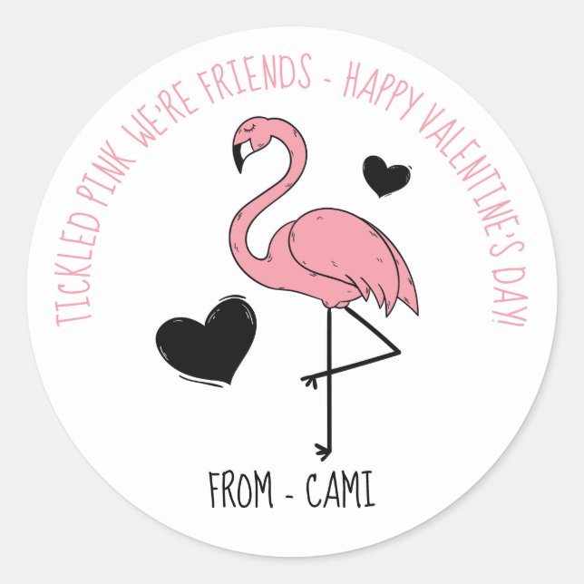 Flamingo Valentine Pegatina (Anverso)