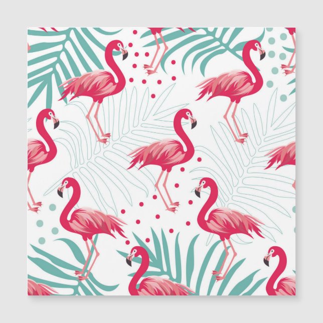 Flamingo y hojas tropicales, patrón de verano. (Anverso)