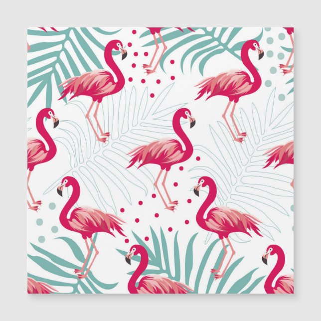 Flamingo y hojas tropicales, patrón de verano. (Anverso)