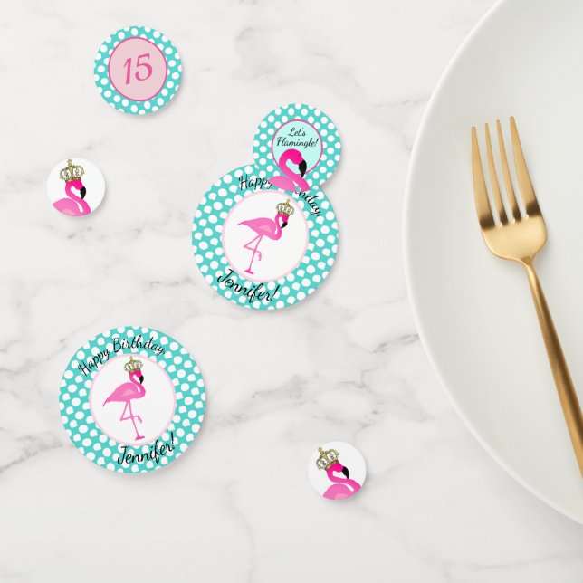 Flamingo y Polka Dot Birthday Table Confetti (Grupo)