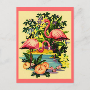 FLAMINGOS DE COLOR ROSA EN LA TARJETA POSTCARA FOR