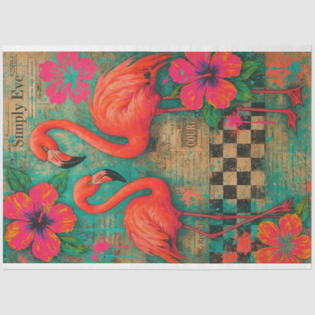 Flamingos e Hibiscus - Papel de desconfianza | Tej (Anverso)