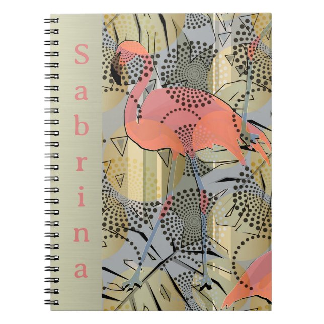 Flamingos en un fondo abstracto. cuaderno (Frente)