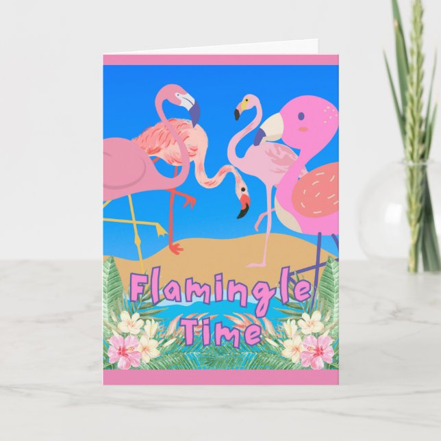 Flamingos Flamingle Time Party Invitación (Anverso)