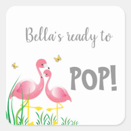 Flamingos listos para ser Pegatina Baby Shower POP