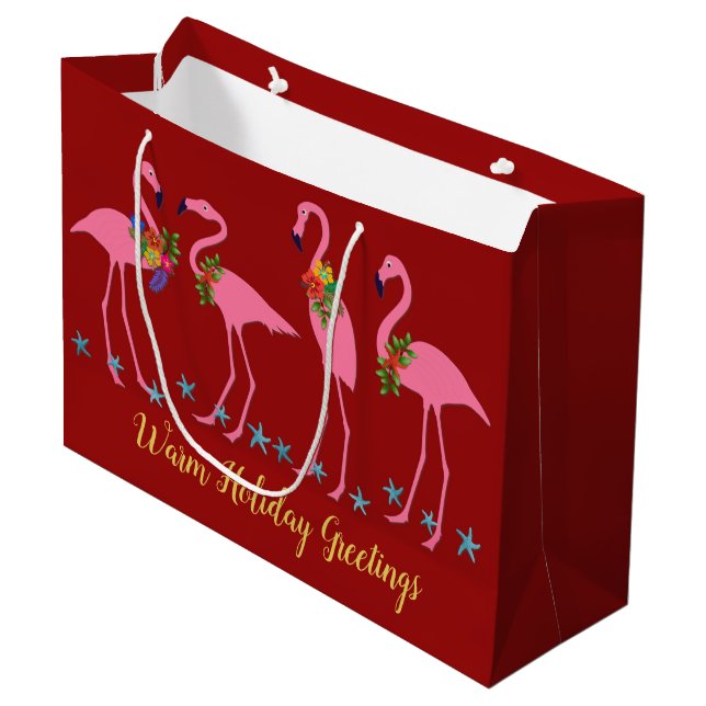 Flamingos Navidades cálidos Bolsa de regalo de pap (Angulo Anverso)