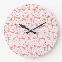 Flamingos Reloj rosa redondo