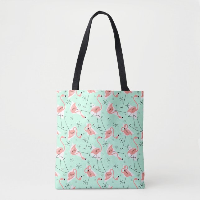 Flamingos Retro Green Multi por toda la bolsa (Anverso)