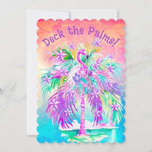 Flamingos Rosados Palma de Navidad Personalizada 