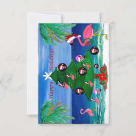 Flamingos tarjetas de árbol de Navidad