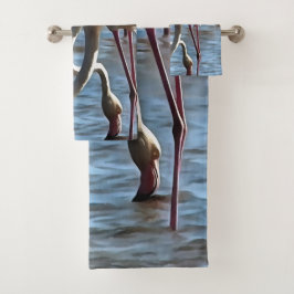 Flamingos Tiempo De Alimentación Pintado Acrílico