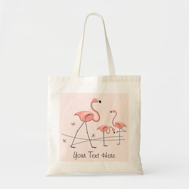 Flamingos Trío rosa 2 Bolsa de algodón 'Texto' (Frente)