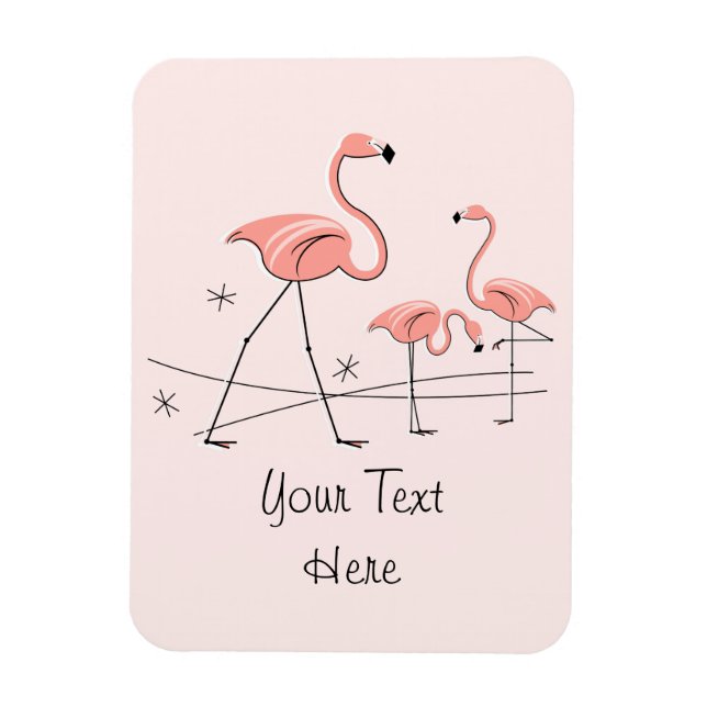 Flamingos Trío rosa 2 Imán de texto flexible (Vertical)