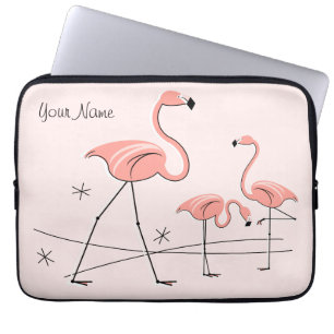 Flamingos Trío rosa 2 Nombre funda para portátil
