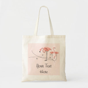 Flamingos Trío rosa 3 Bolsa de algodón 'Texto'