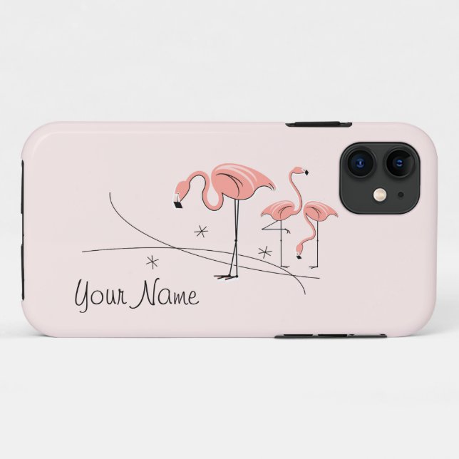 Flamingos Trío rosa 3 'Nombre' funda para iPhone 1 (Reverso (horizontal))