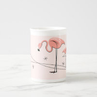 Flamingos Trío rosa 3 tazas de porcelana ósea