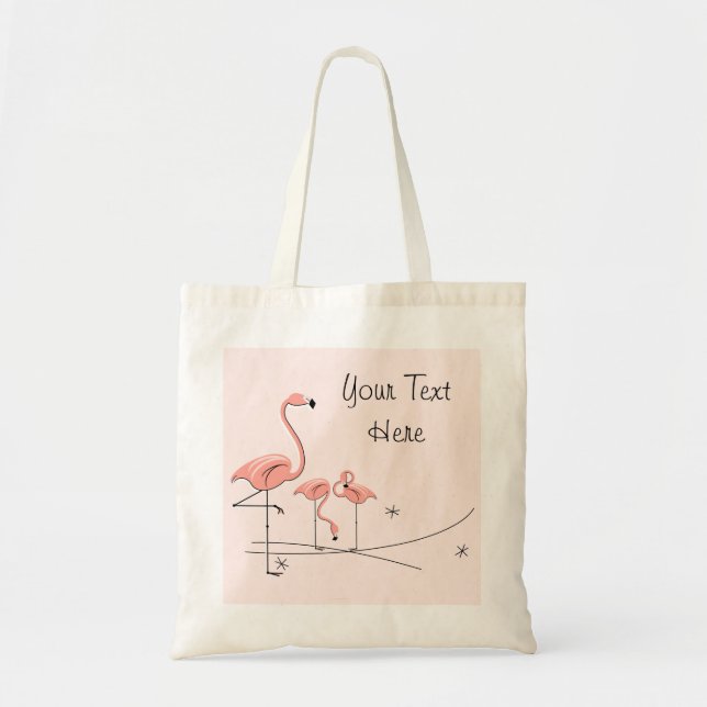 Flamingos Trío rosa 4 Bolsa de algodón 'Texto' (Frente)