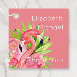 Flamingos tropicales favorecen las etiquetas de em