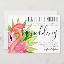 Flamingos tropicales Invitación a la boda moderna