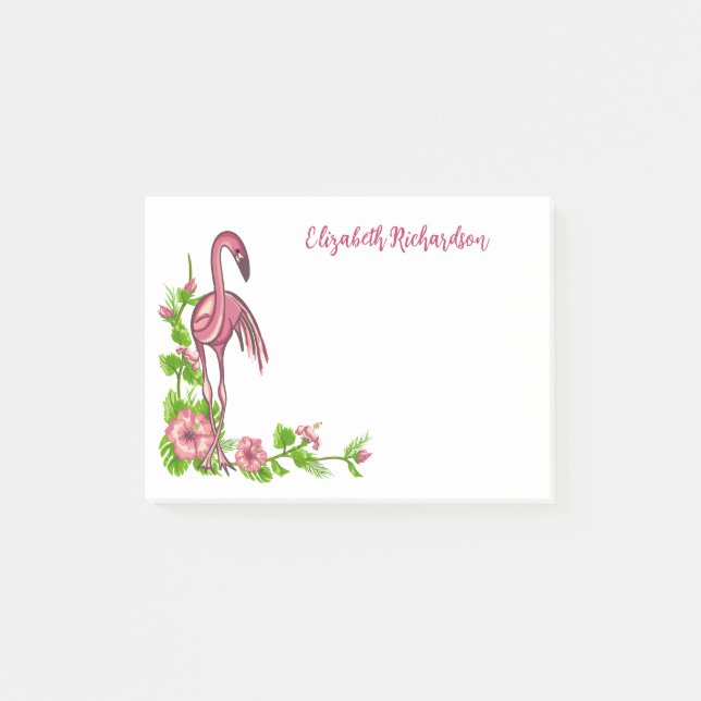 Flamingos y flores tropicales notas posteriores al (Anverso)