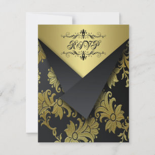 FLAPS LOOK - Tarjeta RSVP floral de color negro y 